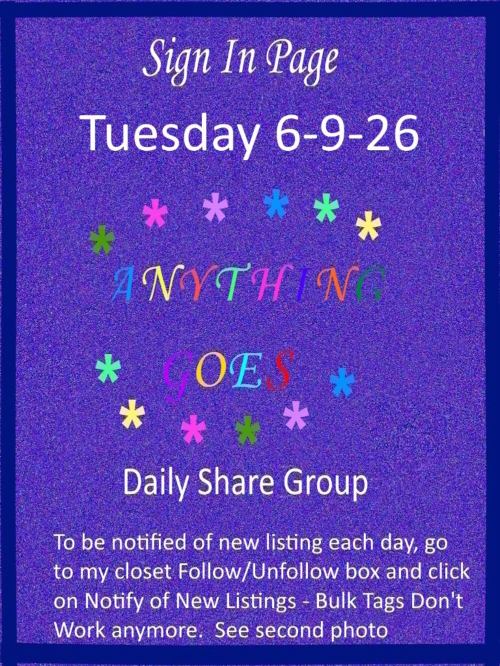 Tuesday 6-9-26 Anything Goes Share Group - Part One Sign In Page